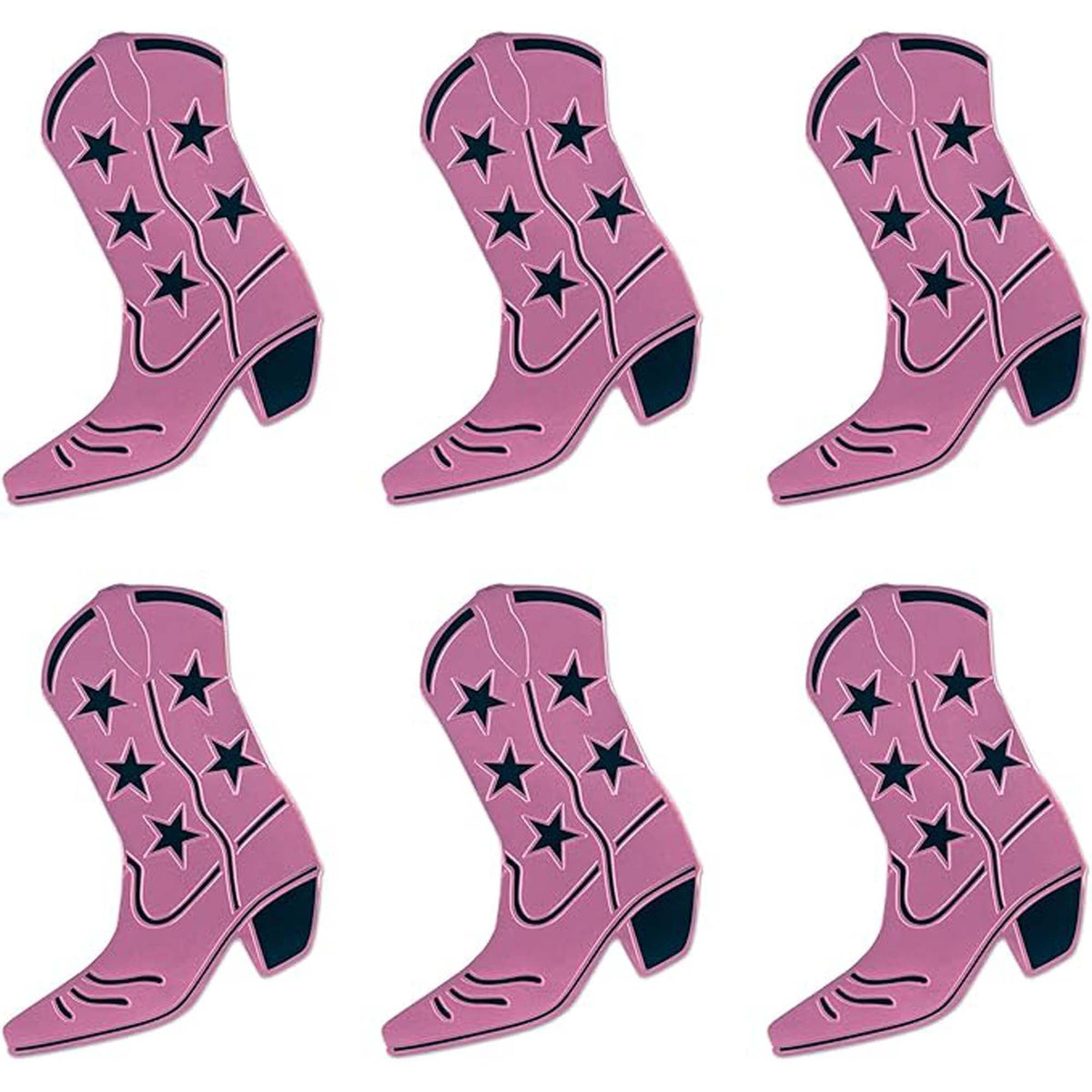 BEISTLE COMPANY Theme Party Western Pink Foil Cowboy Boots Cutouts, 16 Inches, 6 Count 034689049029