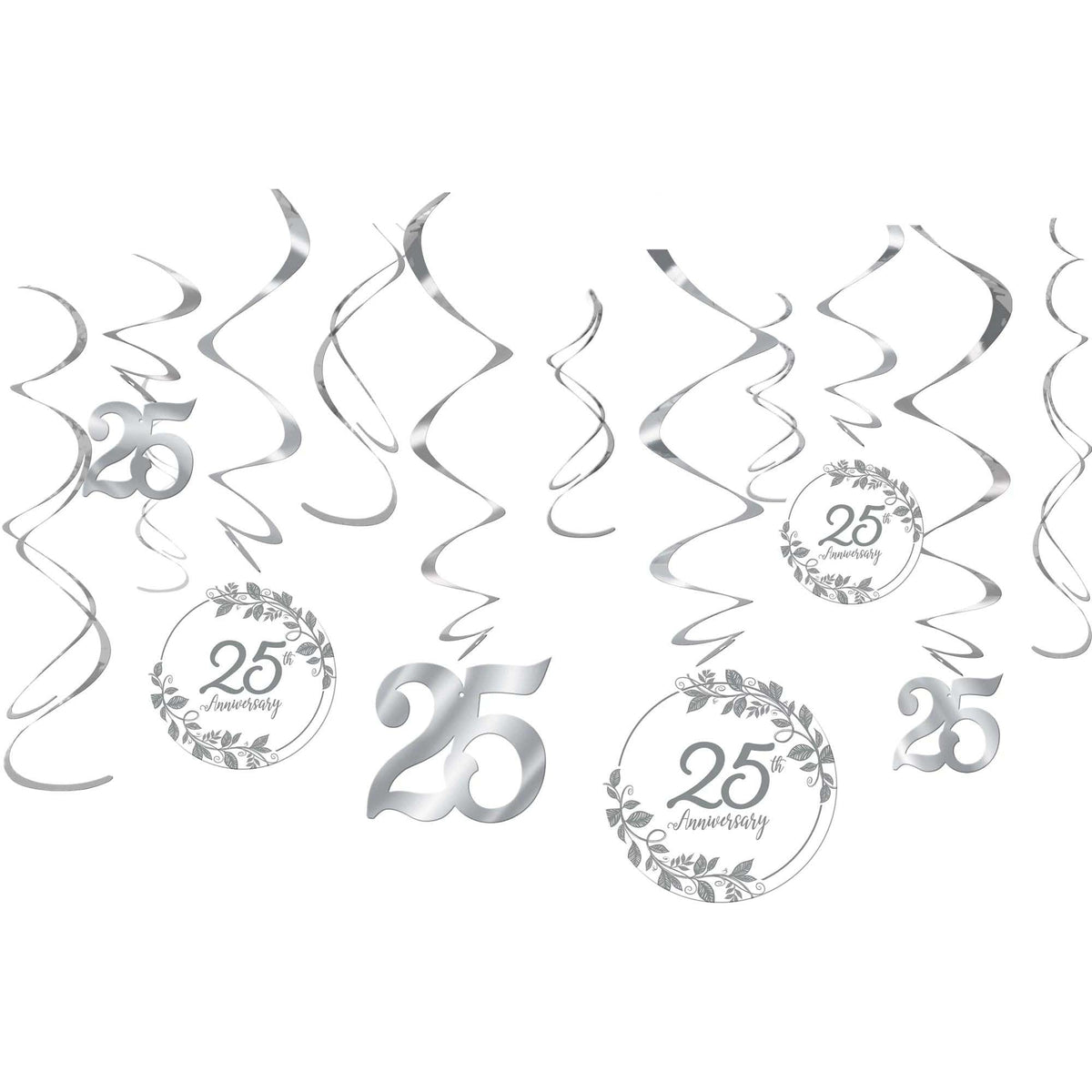 BEISTLE COMPANY Wedding Anniversary Silver Swirl Decoration Kit with Cutouts, 12 Count