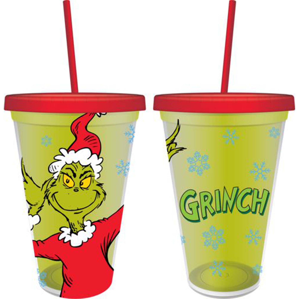 BIOWORLD Christmas Santa Grinch Tumbler with Straw, The Grinch, 16 Oz, 1 Count 013244637345