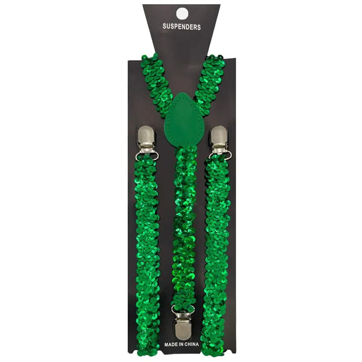 BUY4STORE Costume Accessories Green sequin suspenders for adults 410001041283