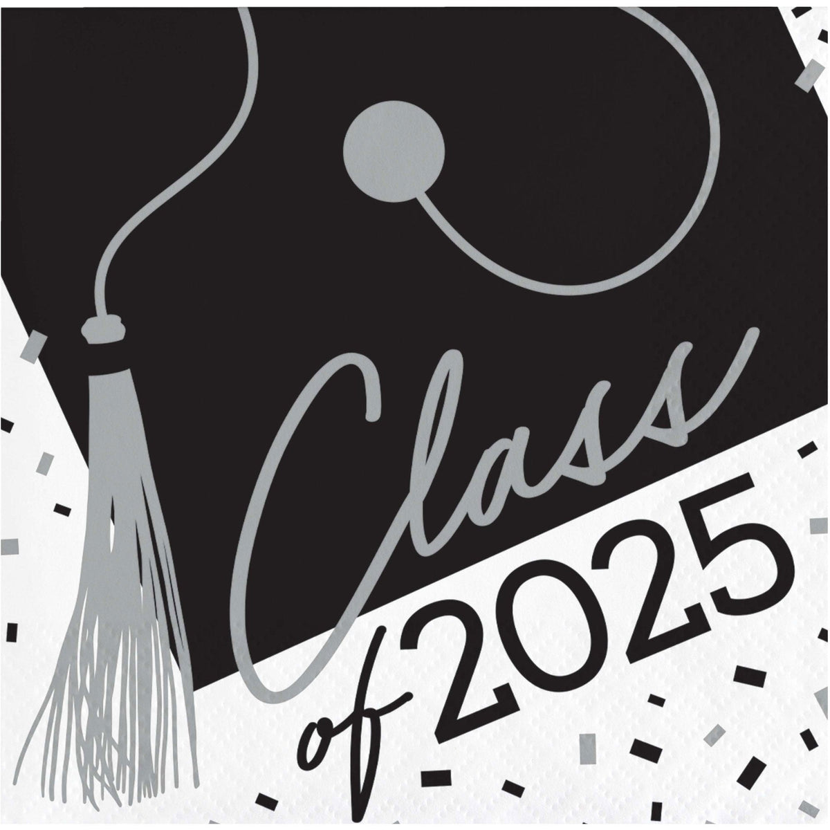 CREATIVE CONVERTING Graduation White Grad "Class of 2025" Small Beverage Napkins, 36 Count 196504141964