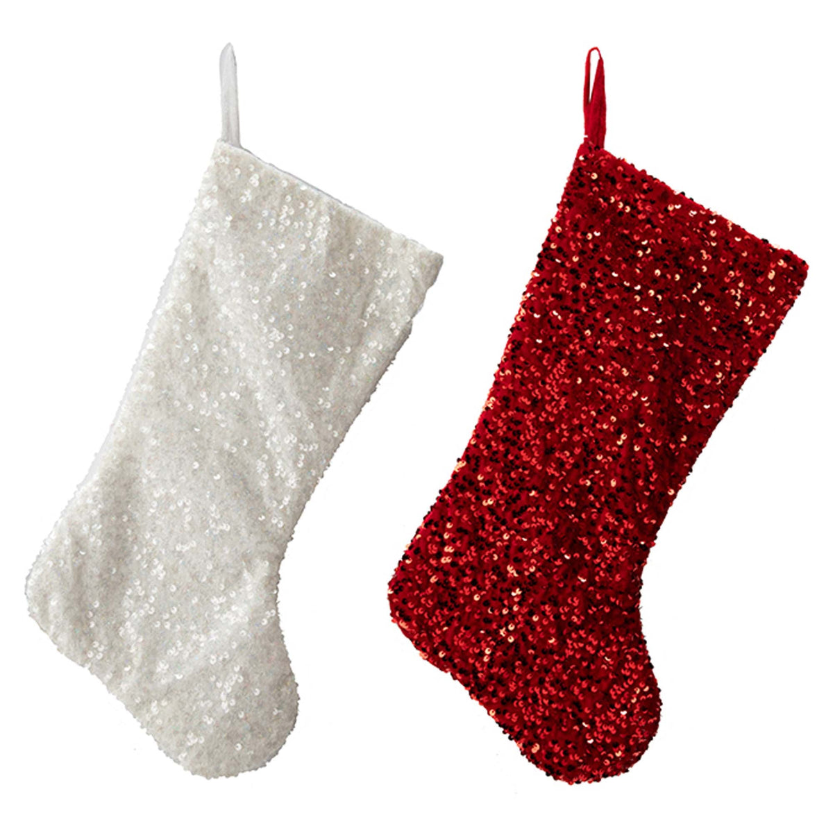 DANSON DECOR Christmas Fabric Glittered Christmas Stocking, Red and White, 20 Inches, Assortment, 1 Count 062615838423