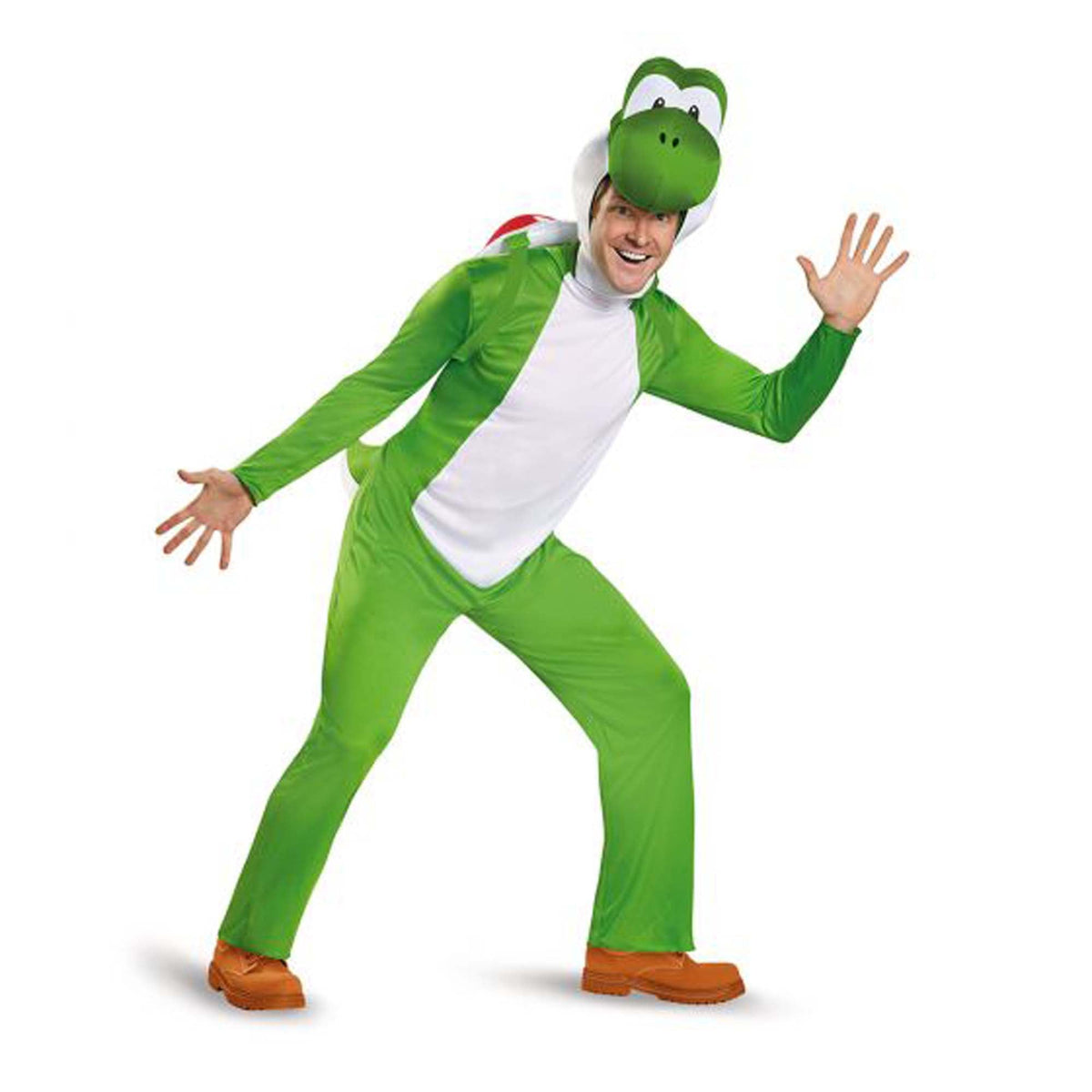 DISGUISE (TOY-SPORT) Costumes Nintendo Super Mario Bros Yoshi Deluxe Costume for Adults, Green Jumpsuit with Attached Tail