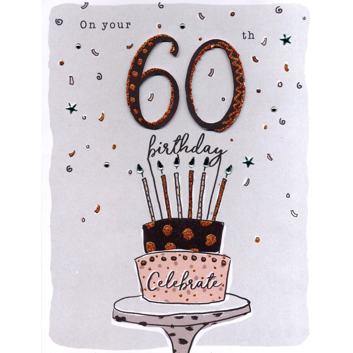 DISTRIBUTION INCOGNITO Greeting Cards Giant Birthday Card, 60th Birthday Cake, 12 x 9 Inches, 1 Count 5034527297693