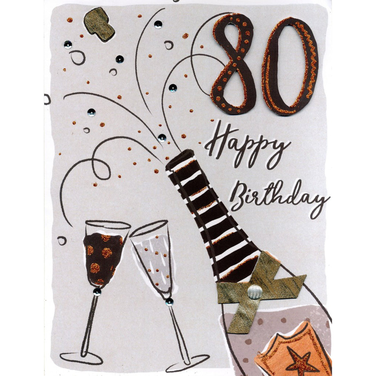 DISTRIBUTION INCOGNITO Greeting Cards Giant Birthday Card, 80th Birthday Champagne, 12 x 9 Inches, 1 Count 5034527297716