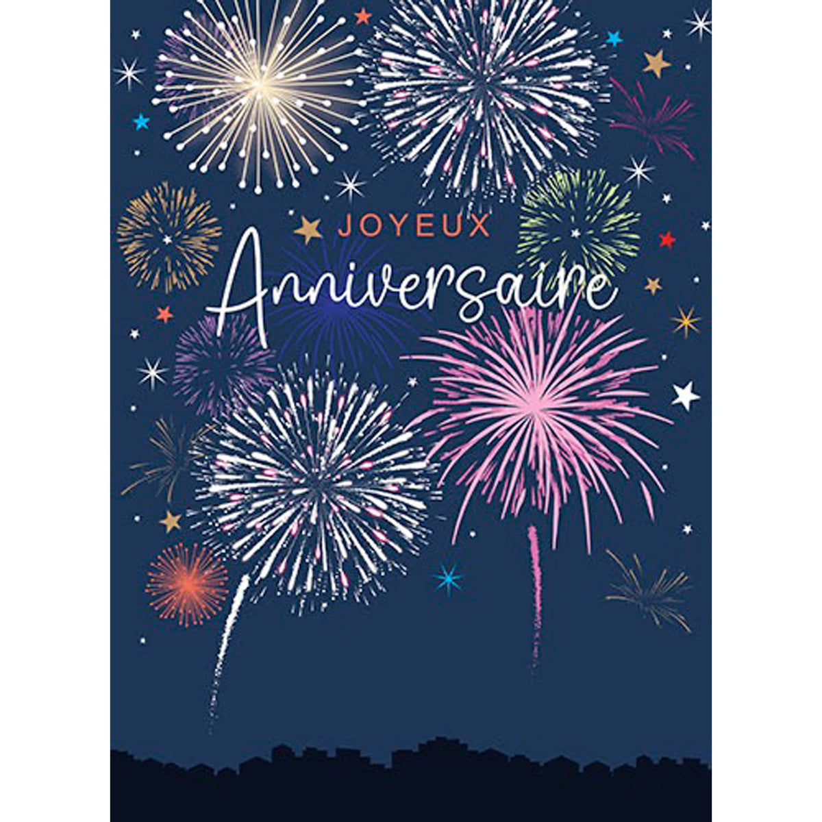 DISTRIBUTION INCOGNITO Greeting Cards Giant Birthday Card, "Joyeux Anniversaire" Fireworks, 1 Count 3700572782508