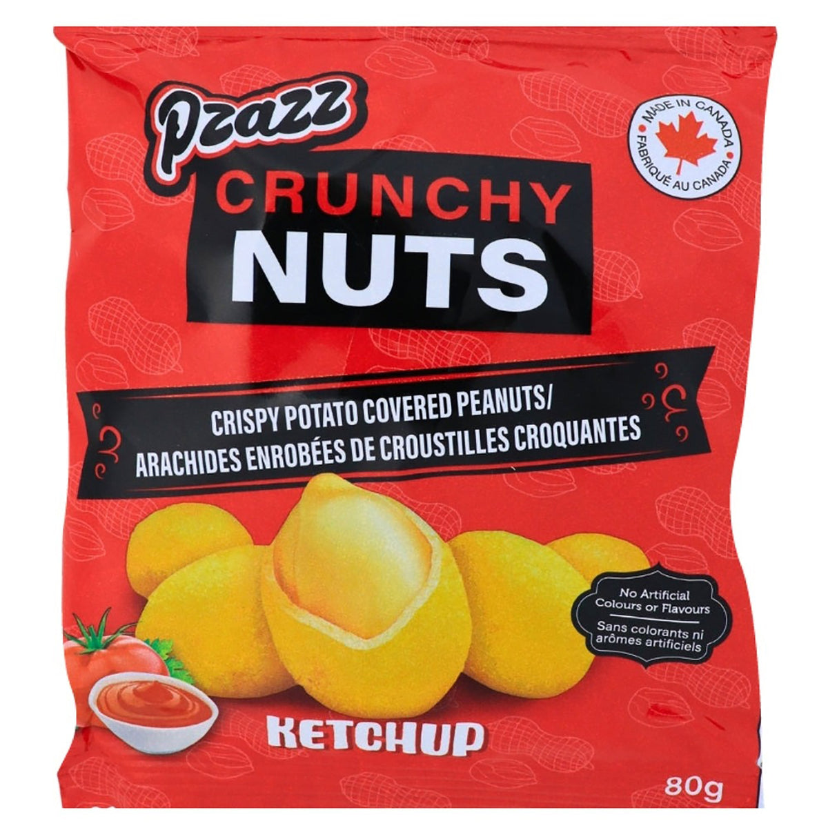 EXCLUSIVE CANDY & NOVELTY DISTRIBUTING LTD Impulse Buying Pzazz Crunchy Nuts, Ketchup, 80 g, 1 Count 060631931265