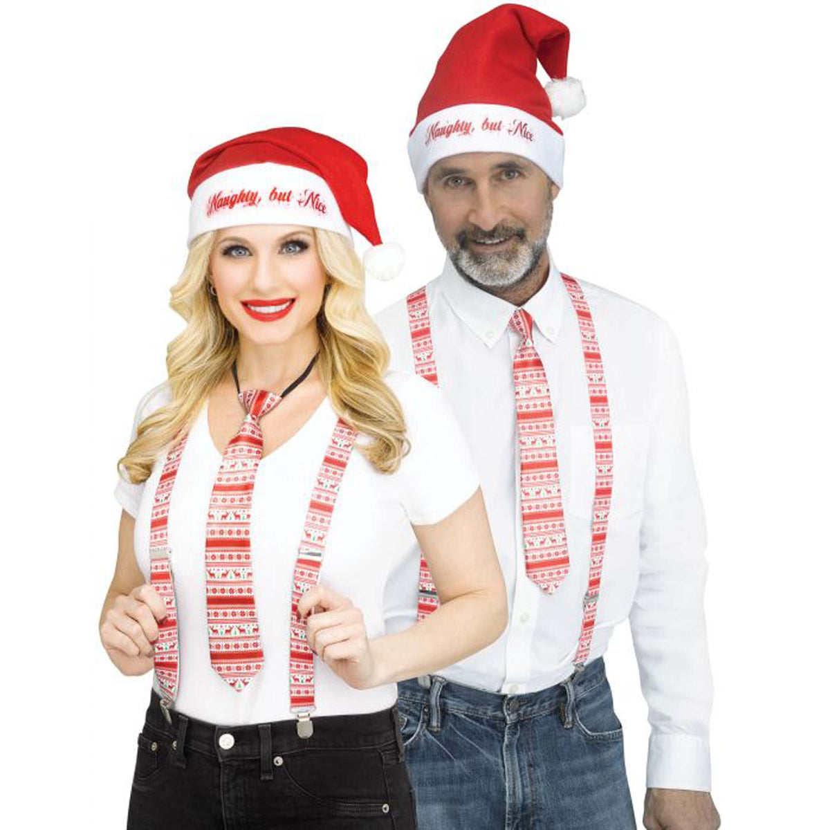 FUN WORLD Christmas Red Suspender Set "Naughty but Nice" for Adults 071765141741