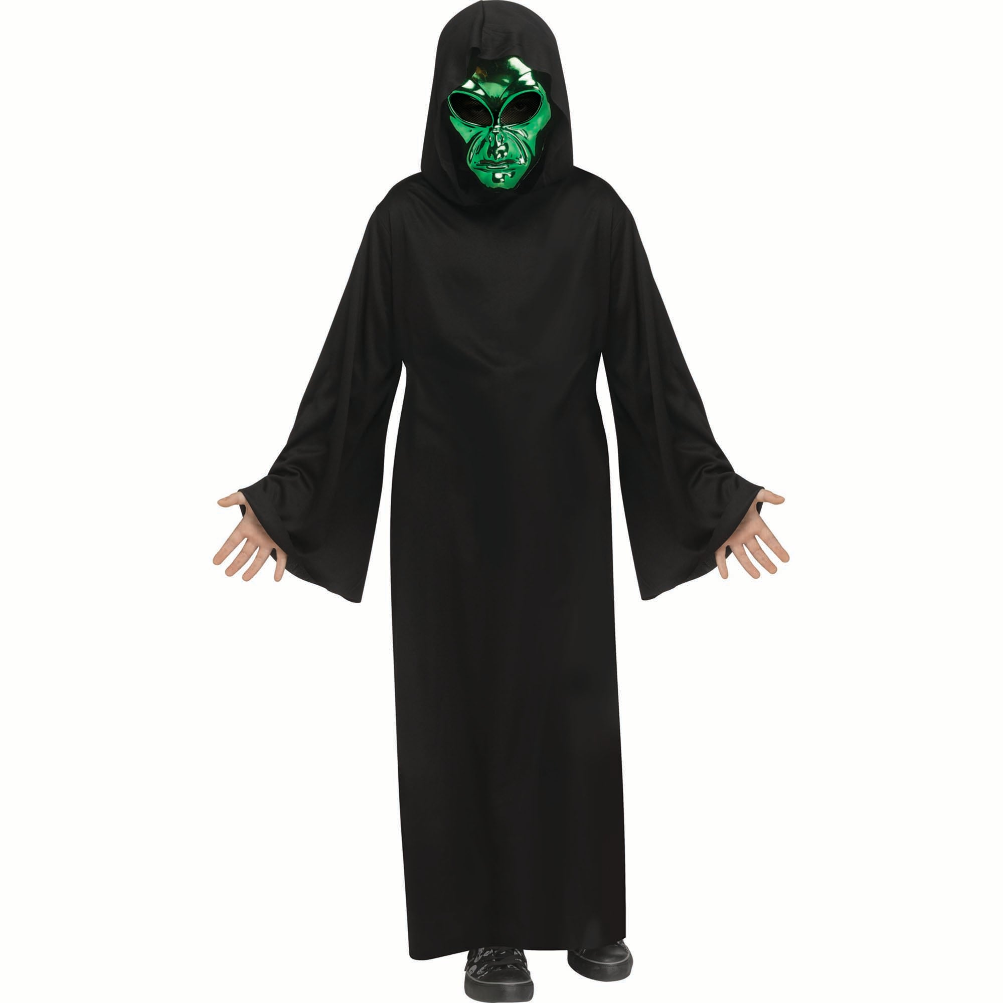 Area-51 Alien Costume for Kids, Hooded Black Robe | Party Expert