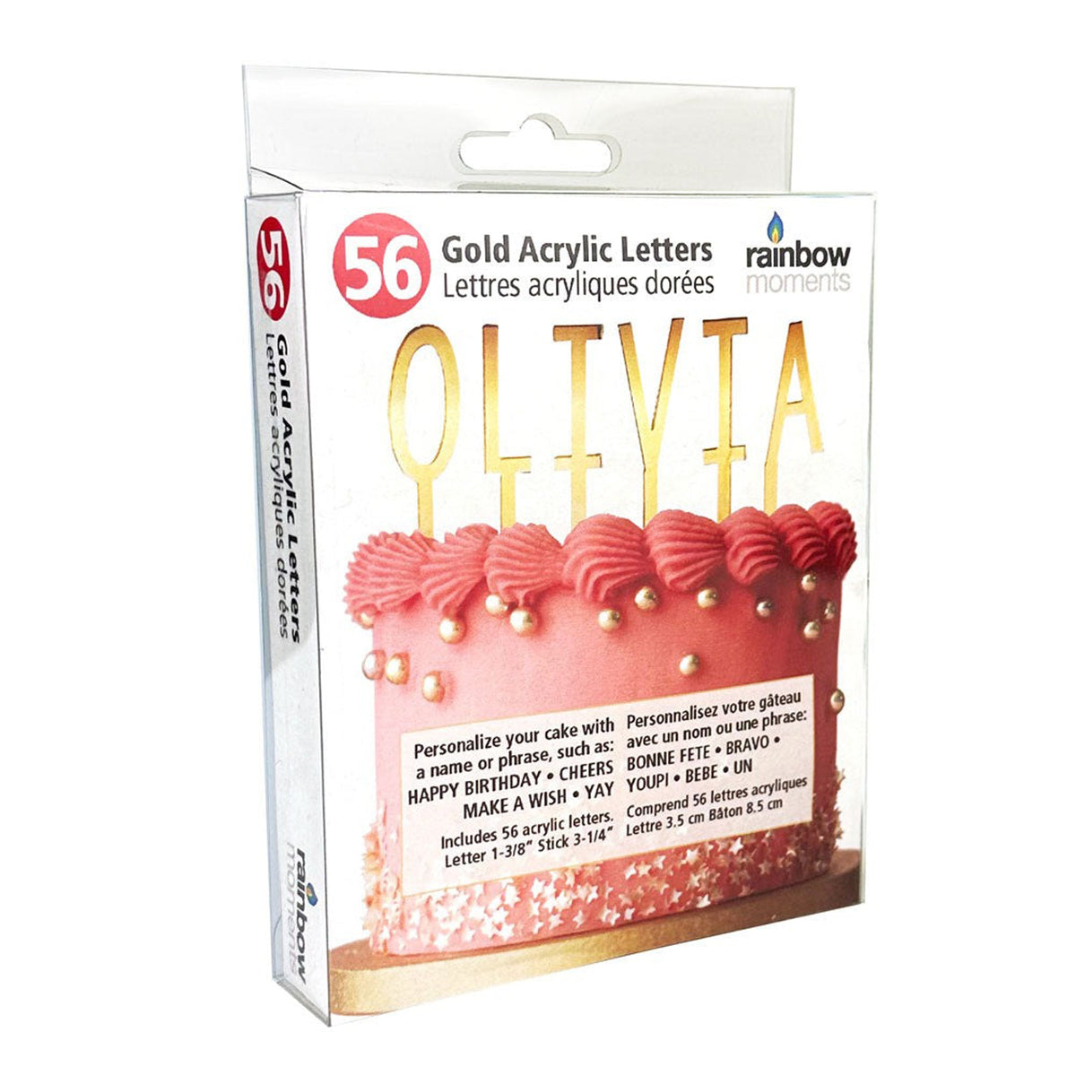 GLOCO ACCENTS INC Cake Supplies Gold Acrylic Letters Cake Topper Kit, 56 Count 885093010644