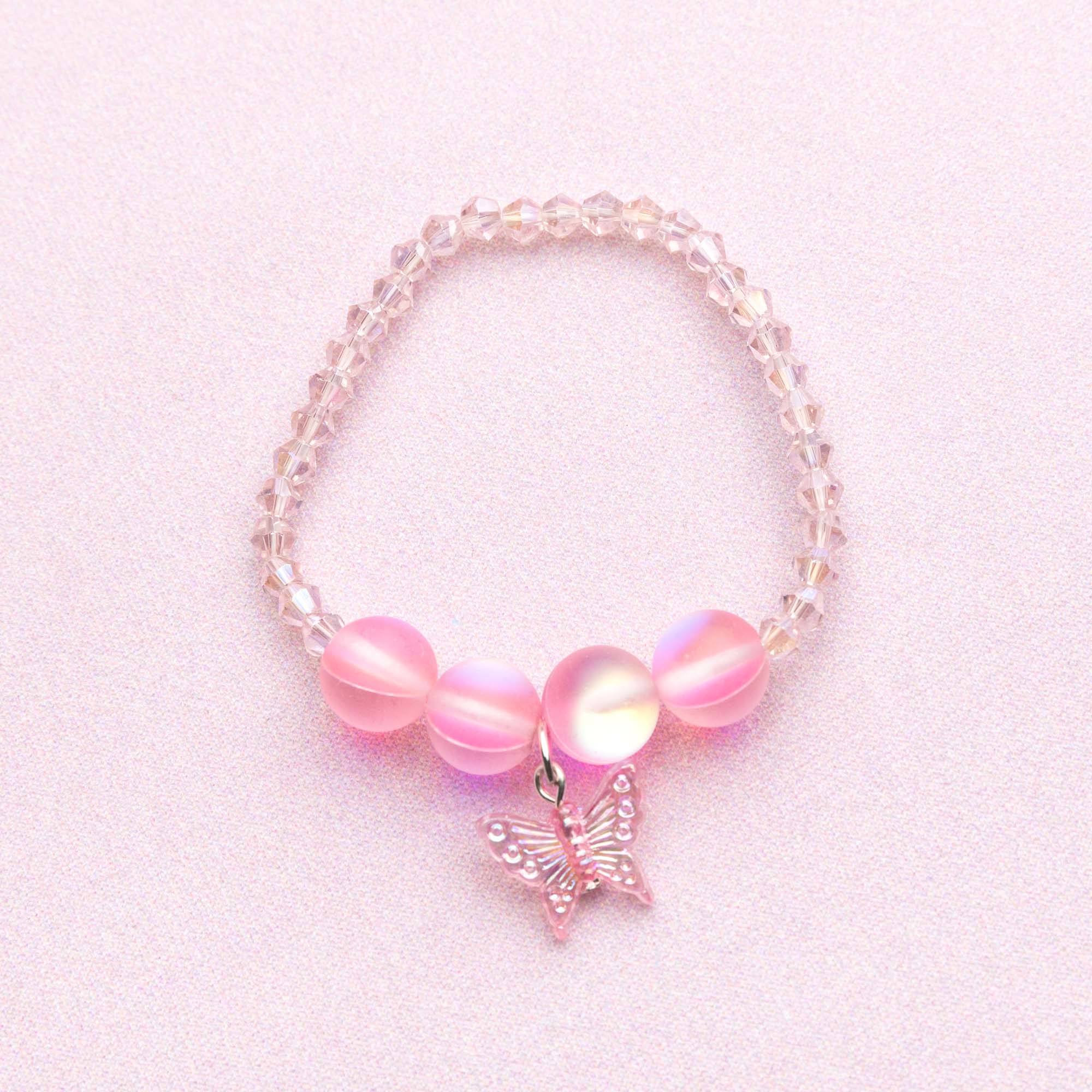 Boutique Pink Butterfly Crystal Bracelet for Kids, 1 Count | Party Expert