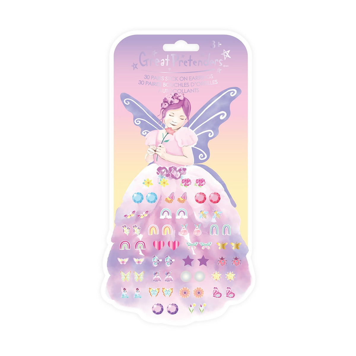 Great Pretenders impulse buying Butterfly Fairy Sticker Earrings for Kids, 30 Count