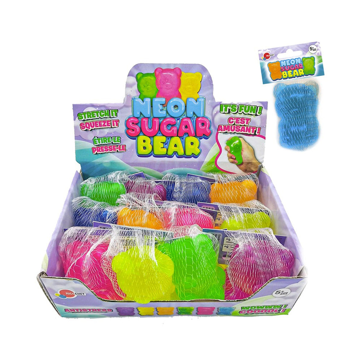 GROUPE RICOCHET Impulse Buying Neon Edition Smooshy Bear, Assortment, 1 Count 824464115472