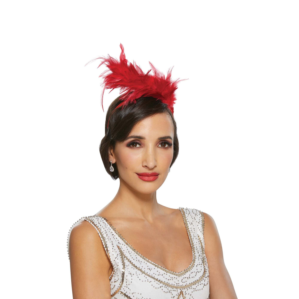 Hangzhou Youzhou import & Export Co. Costume Accessories 1920s Red Feather Headband for Adults 810120714752