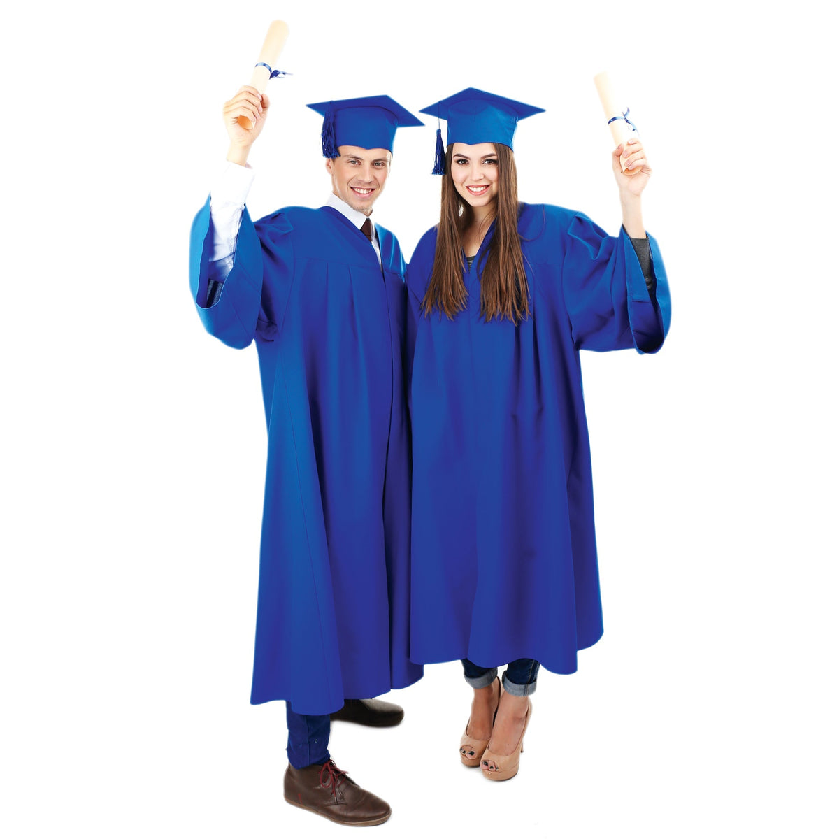 JIANGSU YUCHEN FASHION CO, LTD Graduation Royal Blue Graduation Gown with Hat for Adults