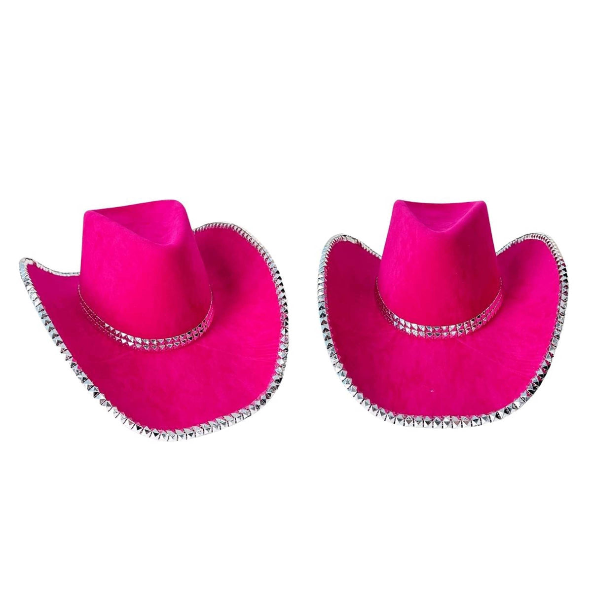 KBW GLOBAL CORP Costume Accessories Pink Festival Cowboy Hat with Silver Studs for Adults 057543892456