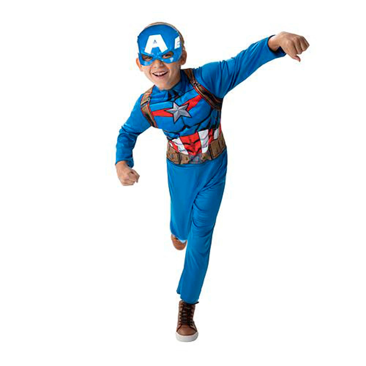 KROEGER Costumes Captain America Value Costume for Kids, Marvel, Jumpsuit and Mask