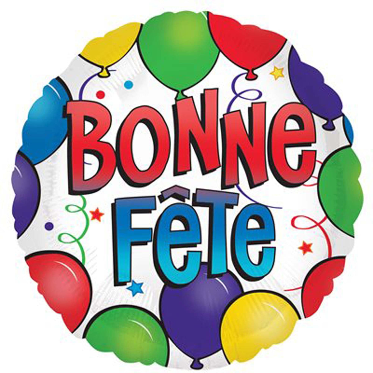 LE GROUPE BLC INTL INC Balloons Fun "Bonne Fête" Round Foil Balloon, 18 Inches, 1 Count 026635457798