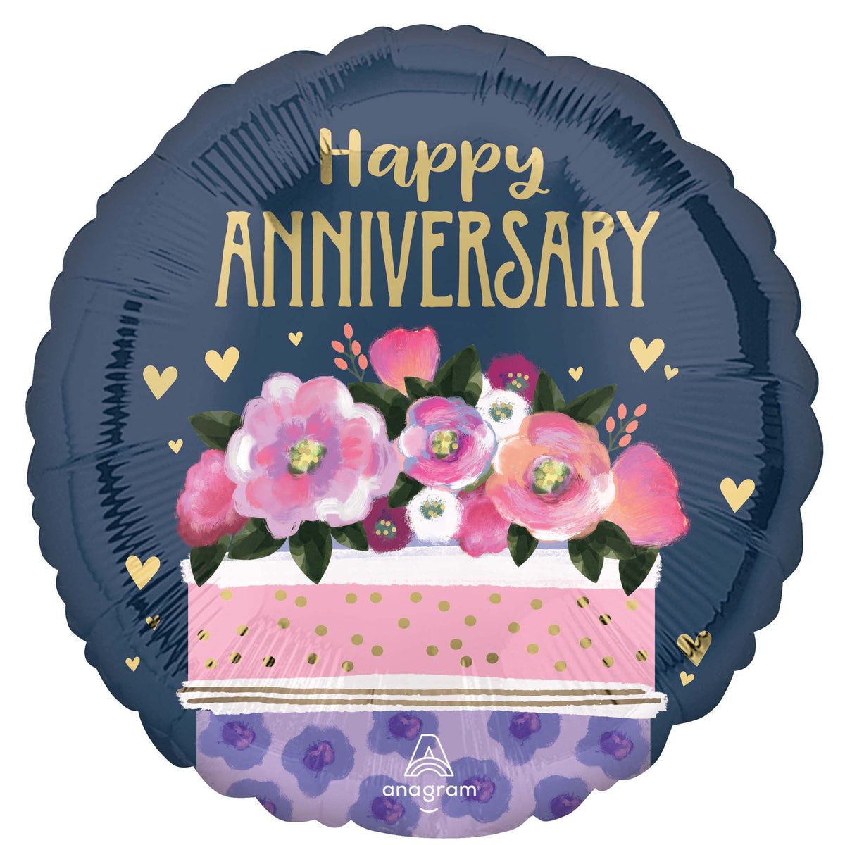 LE GROUPE BLC INTL INC Balloons Happy Anniversary Cake Foil Balloon, 18 Inches, 1 Count 026635469661