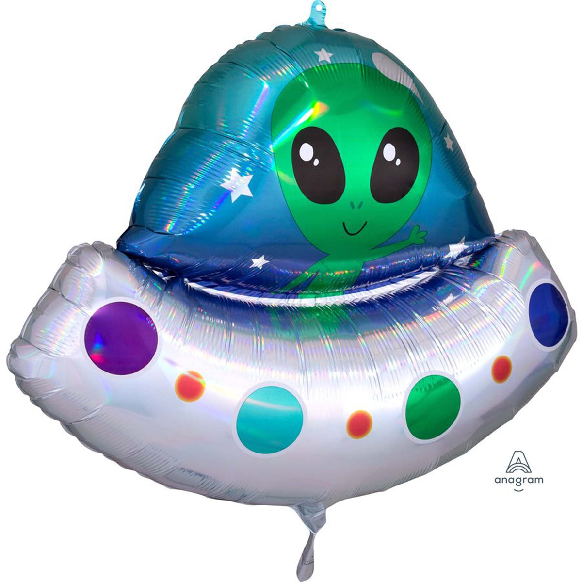 LE GROUPE BLC INTL INC Balloons Holographic Alien Supershape Foil Balloon, 28 Inches, 1 Count