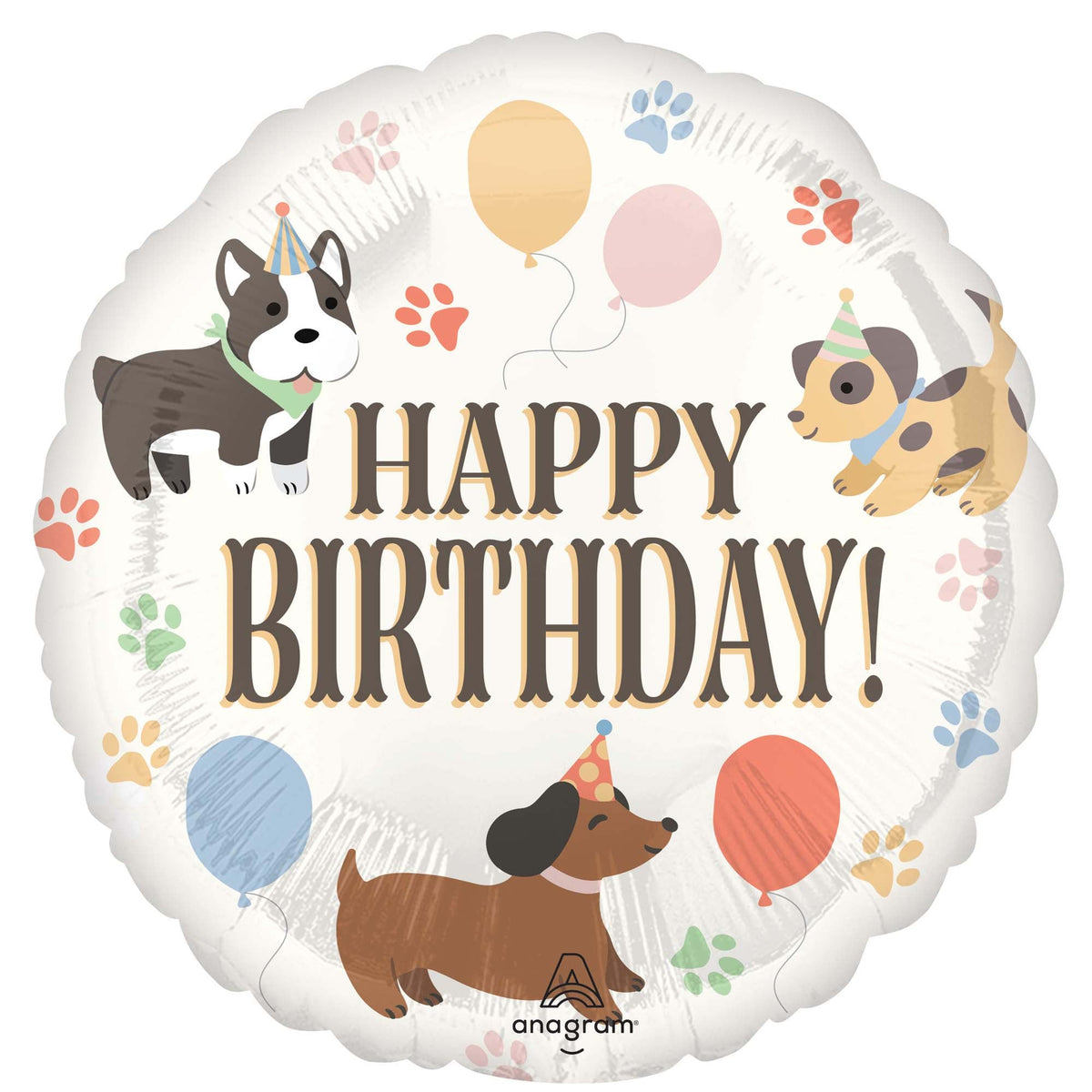 LE GROUPE BLC INTL INC Balloons Paw Party "Happy Birthday" Foil Balloon, 18 Inches, 1 Count