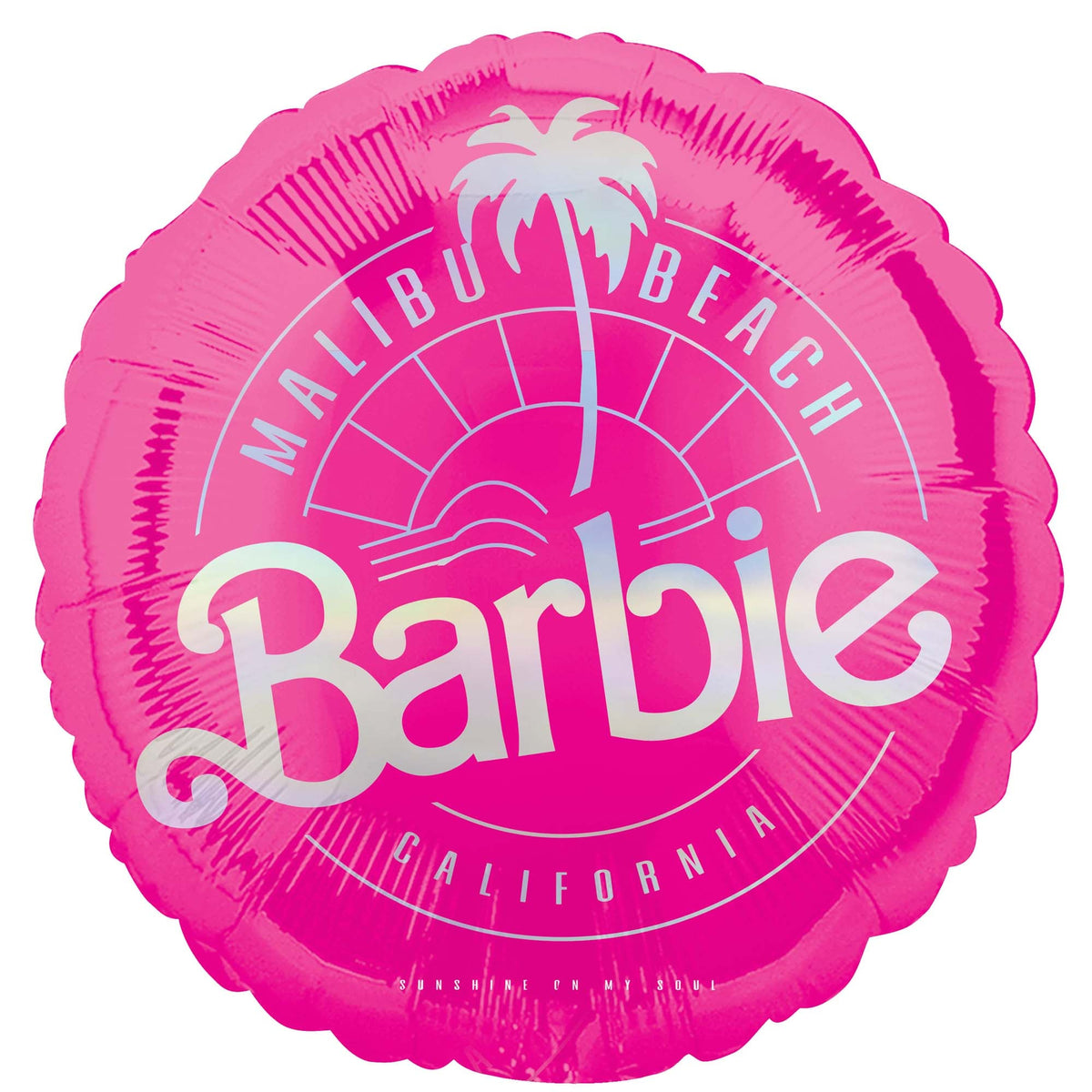 LE GROUPE BLC INTL INC Balloons Pink Barbie Malibu Beach Round Foil Balloon, 18 Inches, 1 Count 026635462600