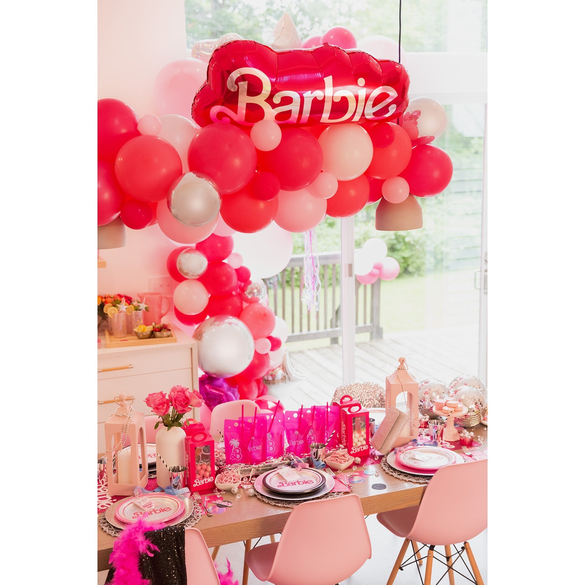 Bouquet de ballons mylar de Barbie Malibu Beach rose