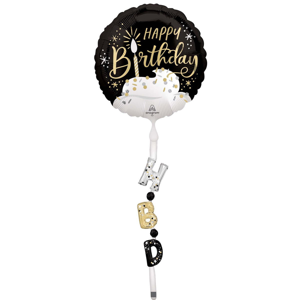 LE GROUPE BLC INTL INC Balloons Satin Happy Birthday Air Walker Balloon, 24 x 69 Inches, 1 Count