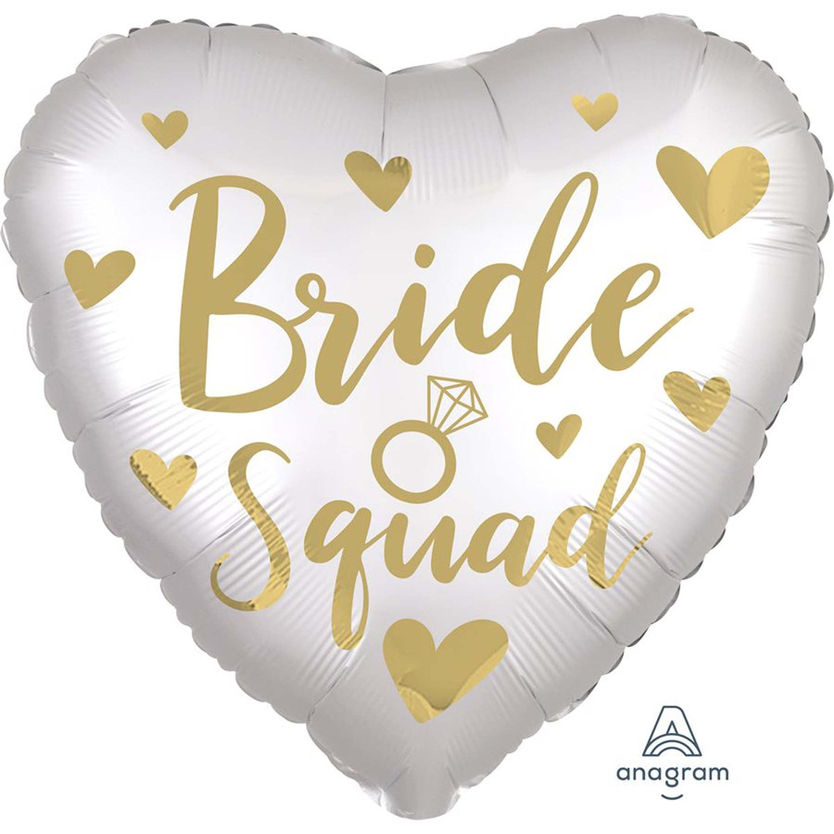 LE GROUPE BLC INTL INC Balloons White Satin Bride Squad Heart Shaped Foil Balloon, 18 Inches, 1 Count