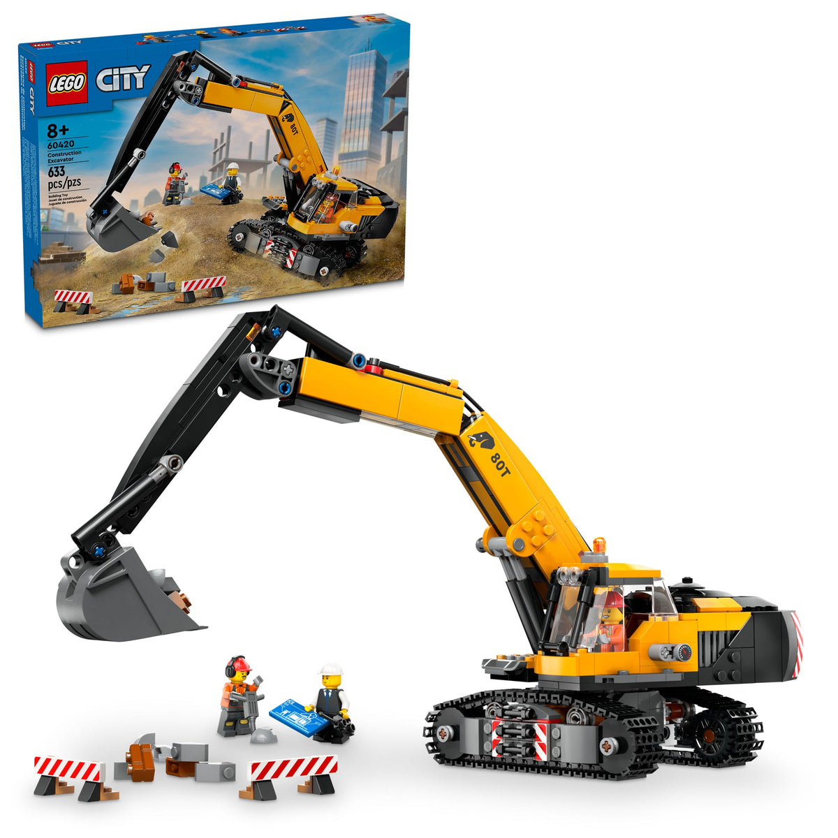 LEGO Toys & Games LEGO City Yellow Construction Excavator, 60420, Ages 8+, 633 Pieces 673419390187