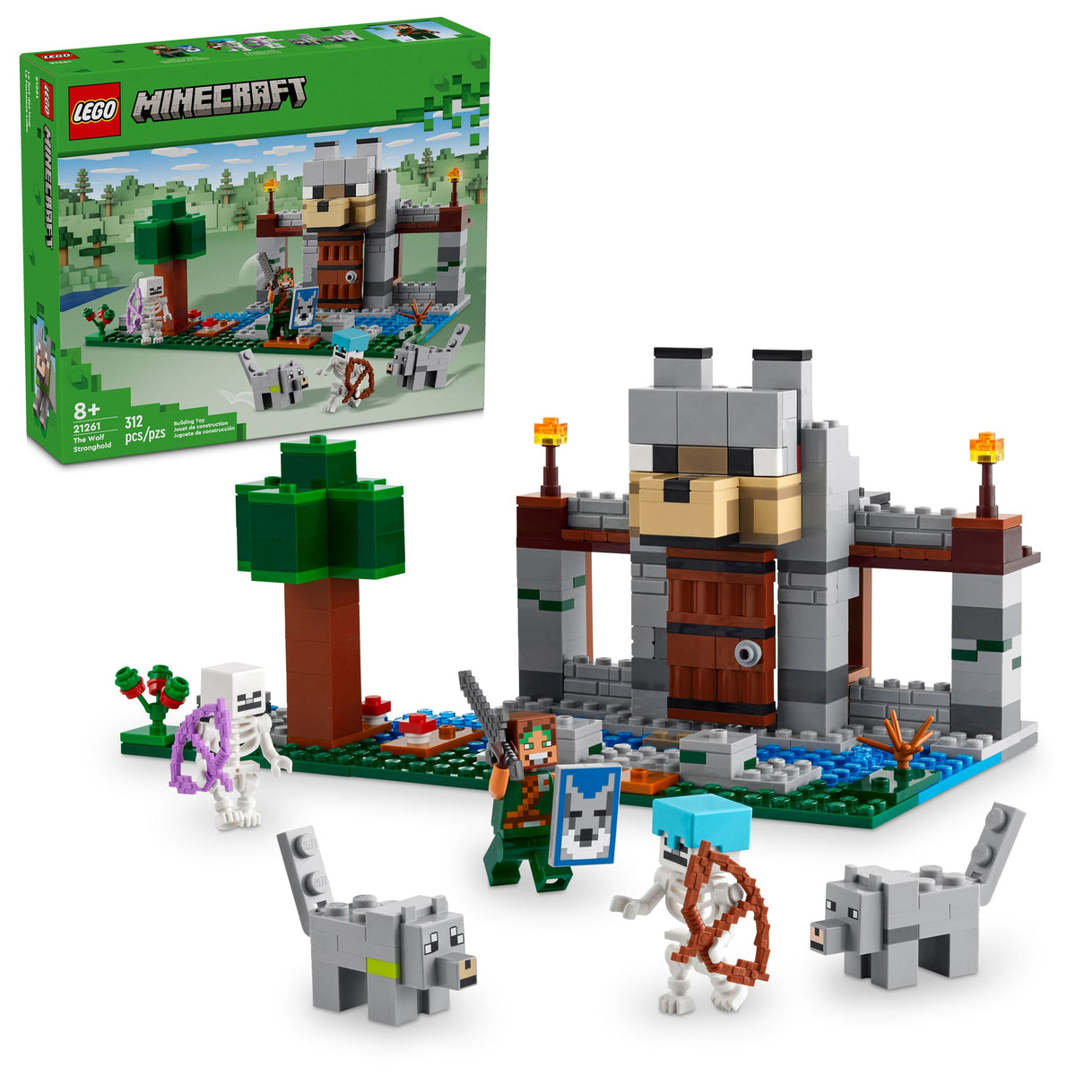 LEGO Toys & Games LEGO Minecraft The Wolf Stronghold, 21261, Ages 8+, 312 Pieces 673419388559