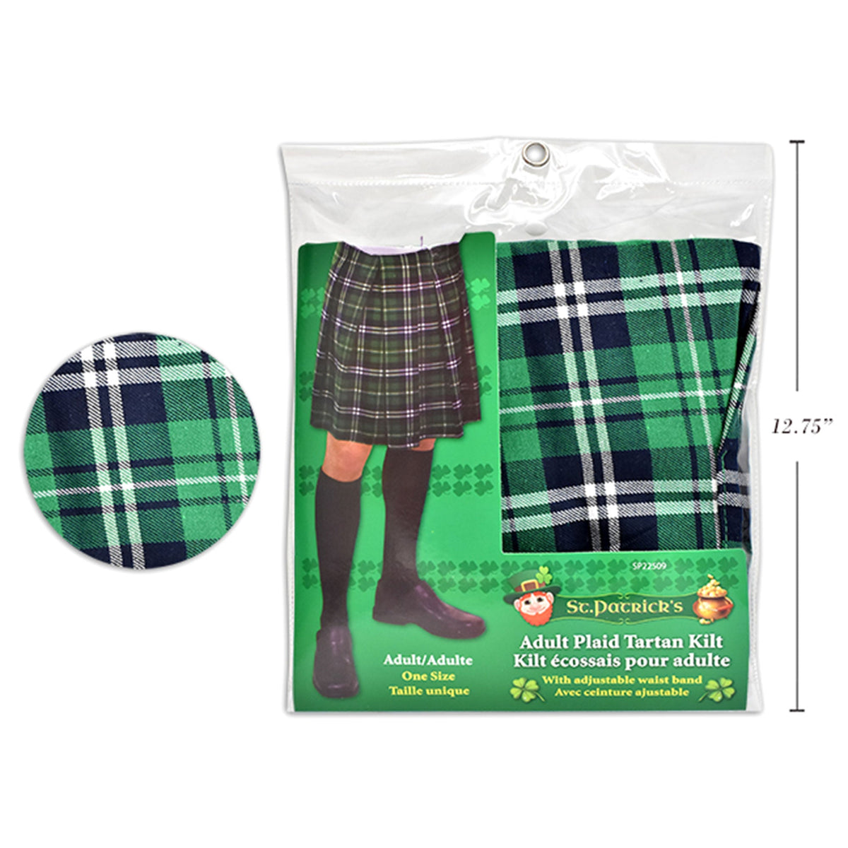 LINK PRODUCT SOLUTIONS St-Patrick St-Patrick's Day Adjustable Plaid Kilt for Adults 676844225093