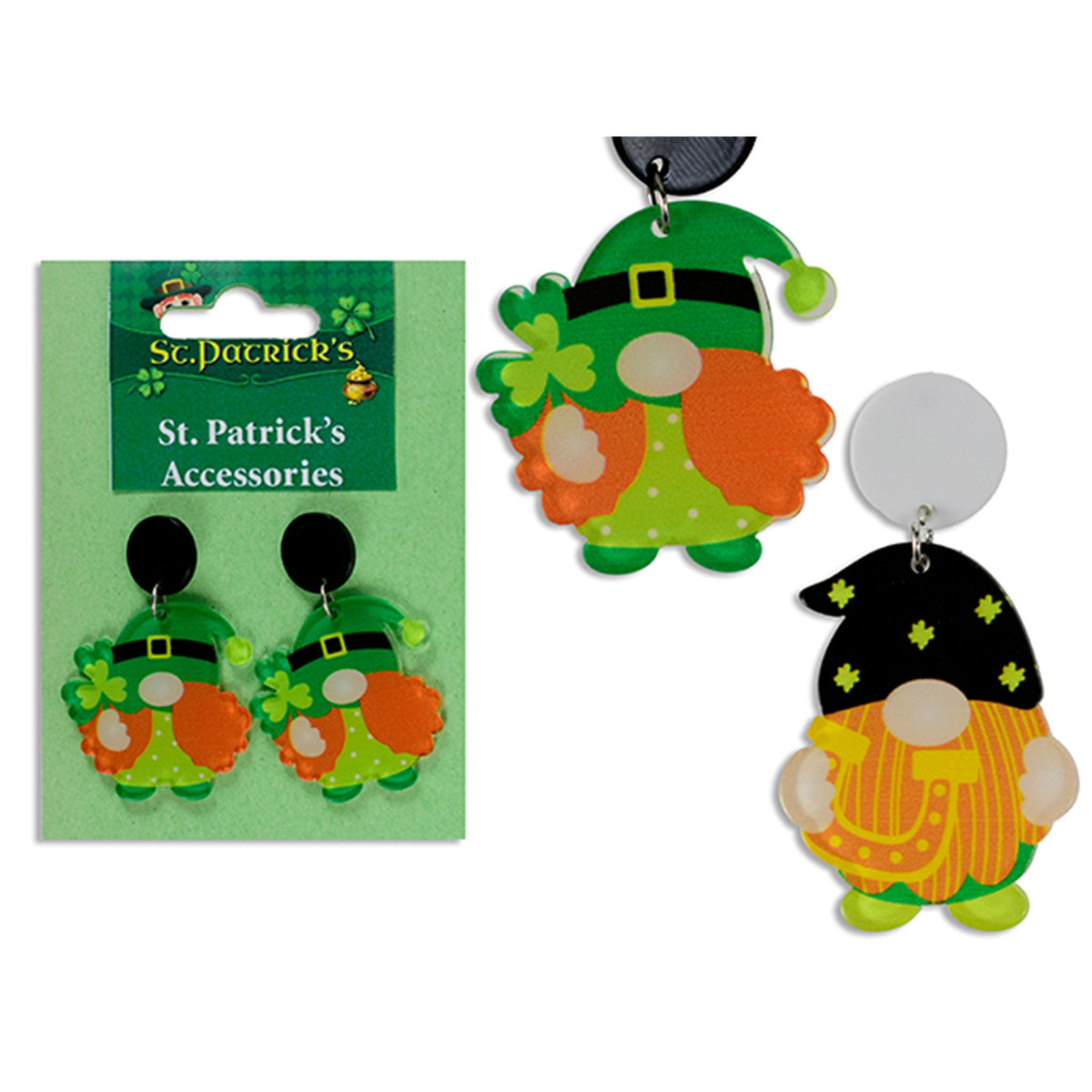 LINK PRODUCT SOLUTIONS St-Patrick St-Patrick's Day Leprechaun Earrings, Assortment, 1 Count 676844386817