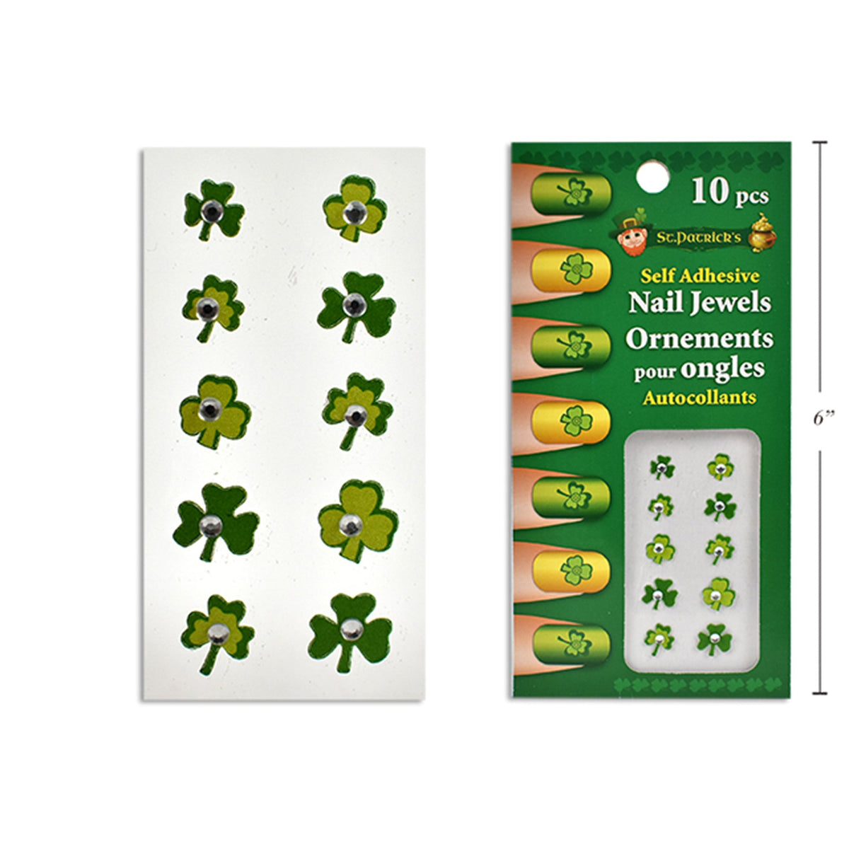 LINK PRODUCT SOLUTIONS St-Patrick St-Patrick's Day Self Adhesive Nail Jewels, 10 Count 676844164361