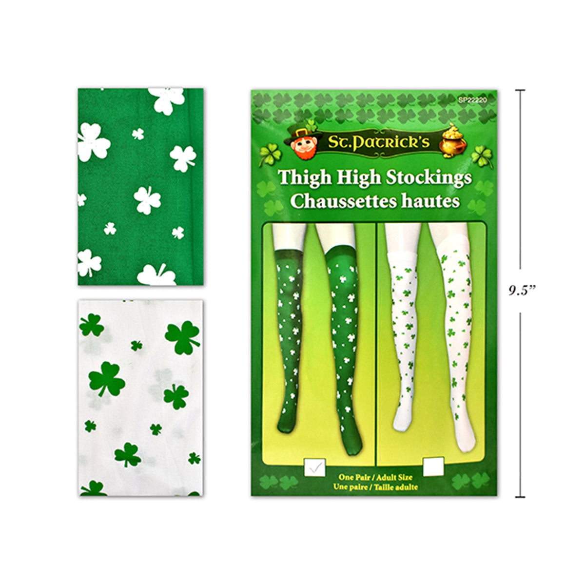 LINK PRODUCT SOLUTIONS St-Patrick St-Patrick's Day Thigh High Stockings, Assortment, 1 Count 676844222207