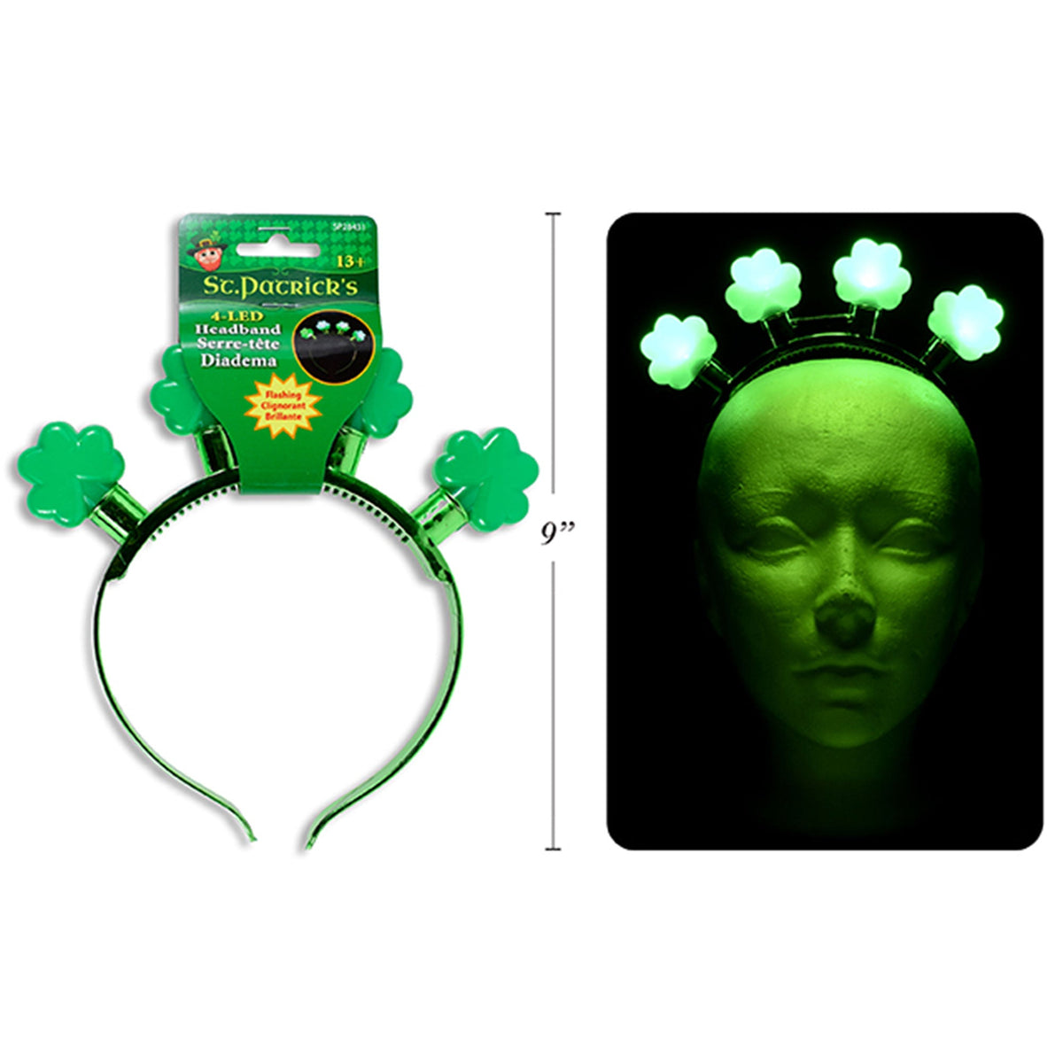 LINK PRODUCT SOLUTIONS St-Patrick St-Patrick's Flashing LED Shamrock Headband, 1 Count 676844284311