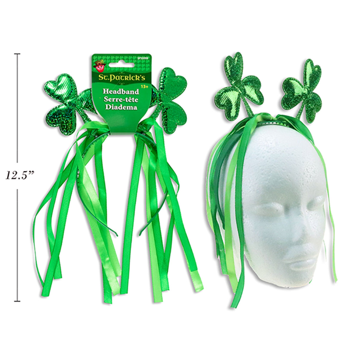 LINK PRODUCT SOLUTIONS St-Patrick St-Patrick's Shamrock with Ribbons Headband, 1 Count 676844359996