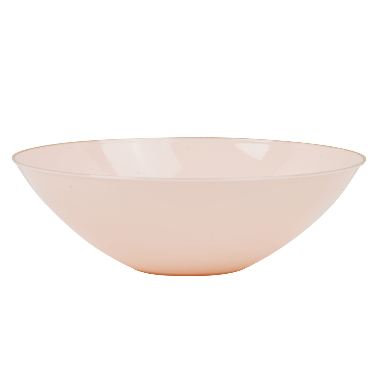 MADISON IMPORTS Disposable-Plasticware Blush Pink Premium Quality Round Bowl with Gold Rim, 9 Inches, 10 Count