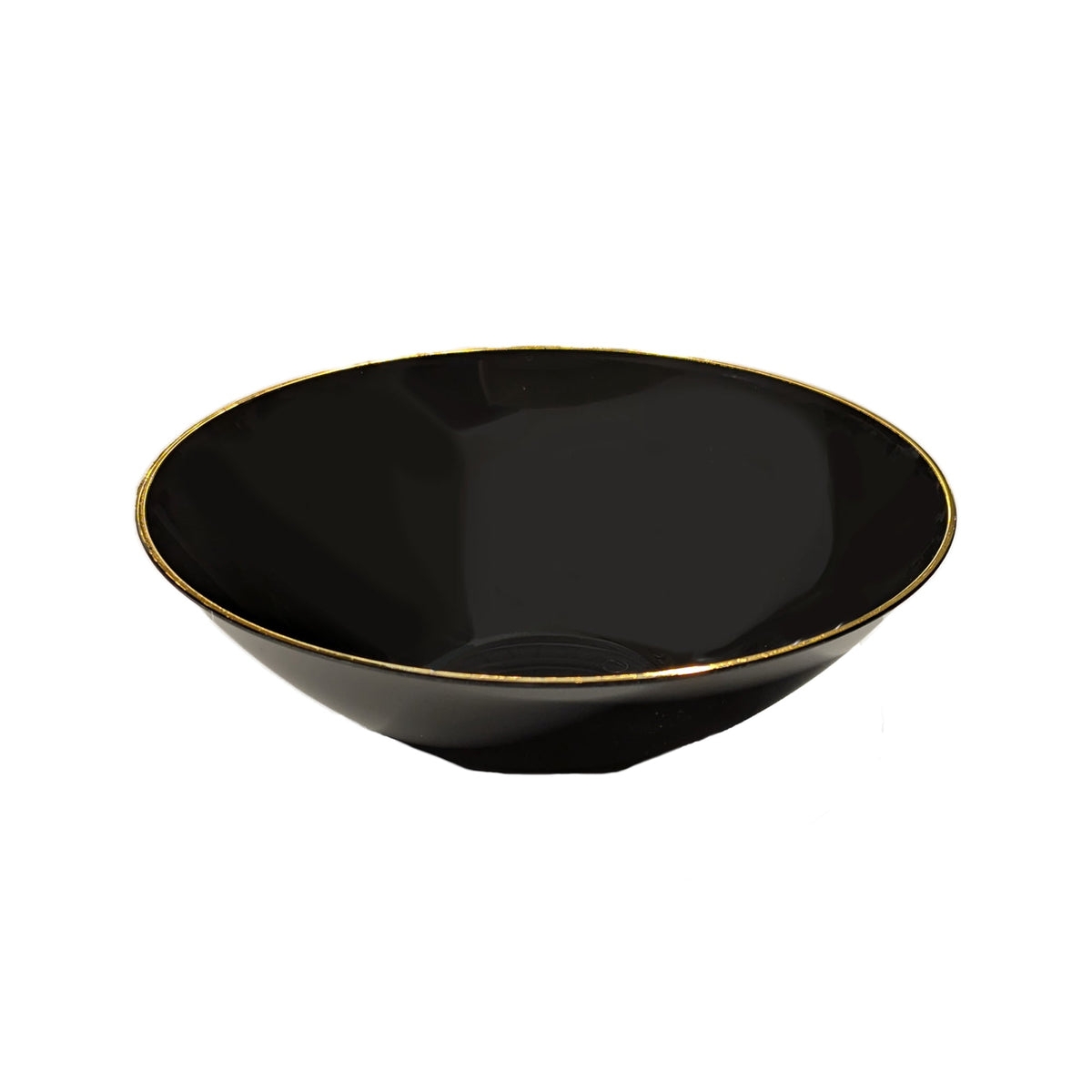 MADISON IMPORTS Disposable-Plasticware Premium Quality Round Black Soupbowl with Gold Rim, 16 oz, 10 Count 775310997165