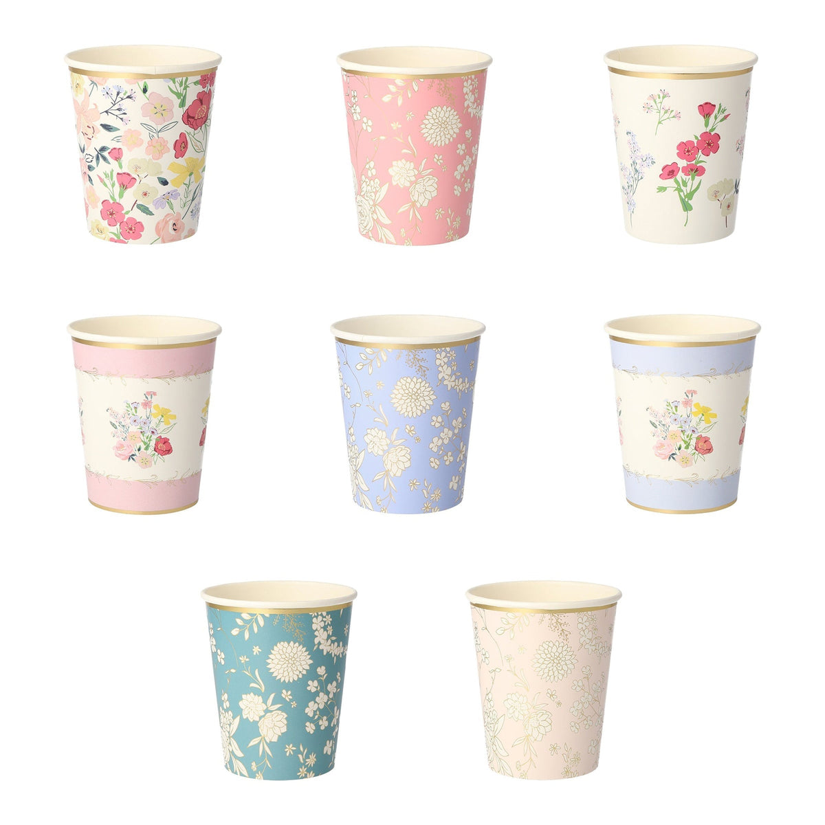 Meri Meri Everyday Entertaining English Garden Paper Cups, 9 Oz, 8 Count