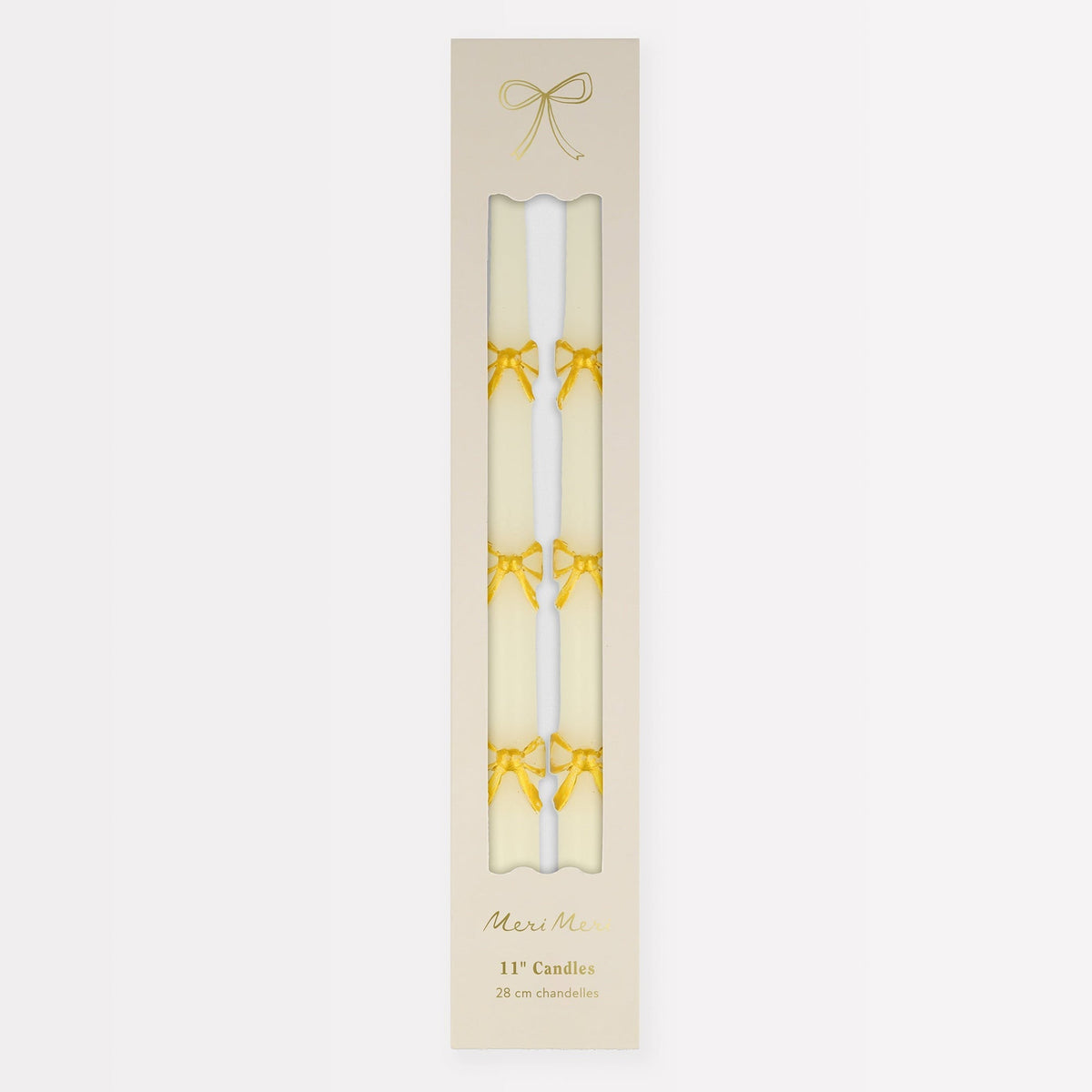 Meri Meri Everyday Entertaining Gold Bow Taper Candles, 2 Count 636997284484