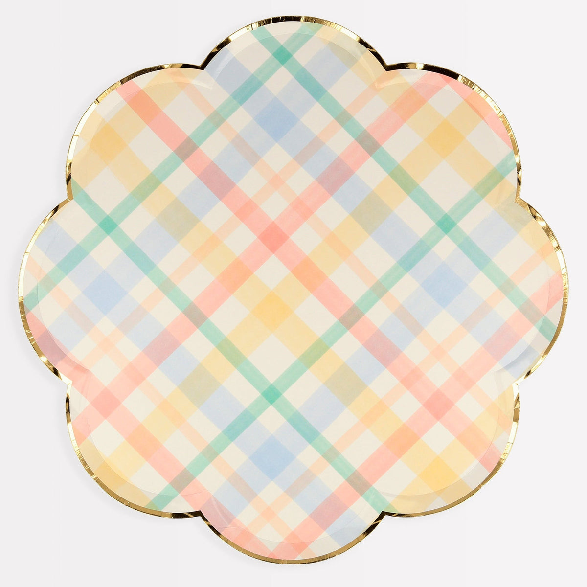 Meri Meri Everyday Entertaining Spring Plaid Large Lunch Paper Plates, 10.5 Inches, 8 Count