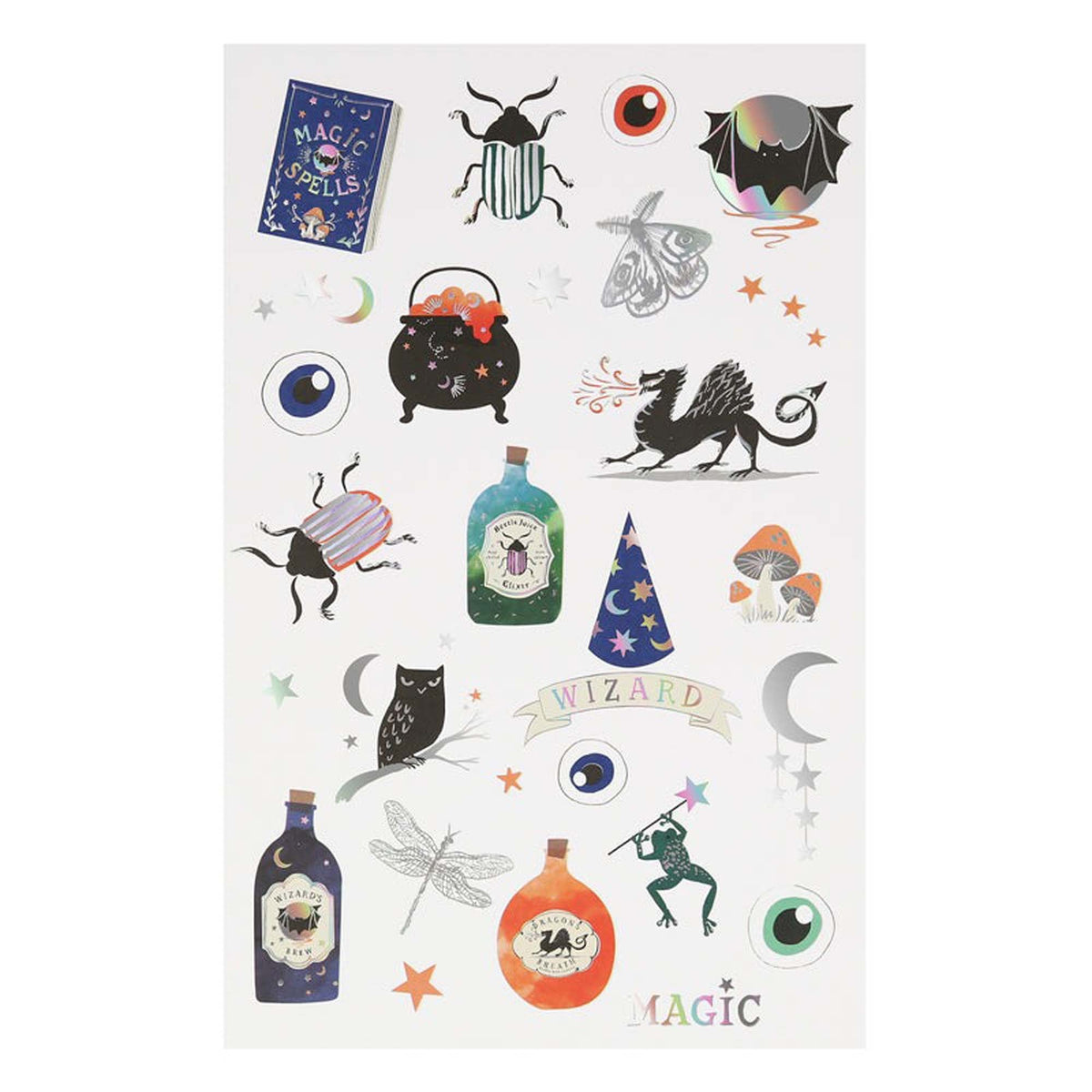 MERI MERI Halloween Making Magic Temporary Tattoo Sheets, 2 Count 636997283814