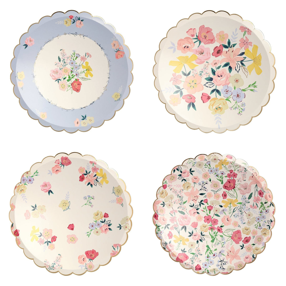 Meri Meri Everyday Entertaining Floral Large Round Lunch Plates, 10.5 Inches, 8 Count