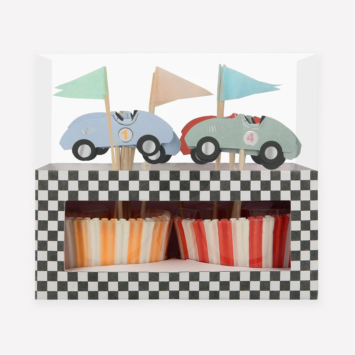 MERI MERI Kids Birthday Race Cars Cupcake Kit, 24 Count