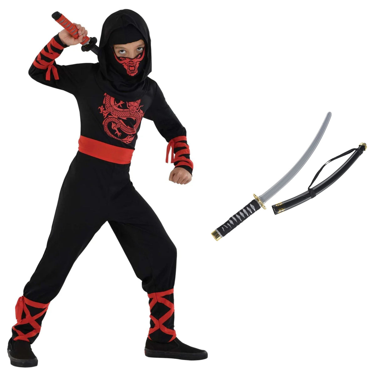 PARTY EXPERT Blood Dragon Ninja Costume Kit for Kids