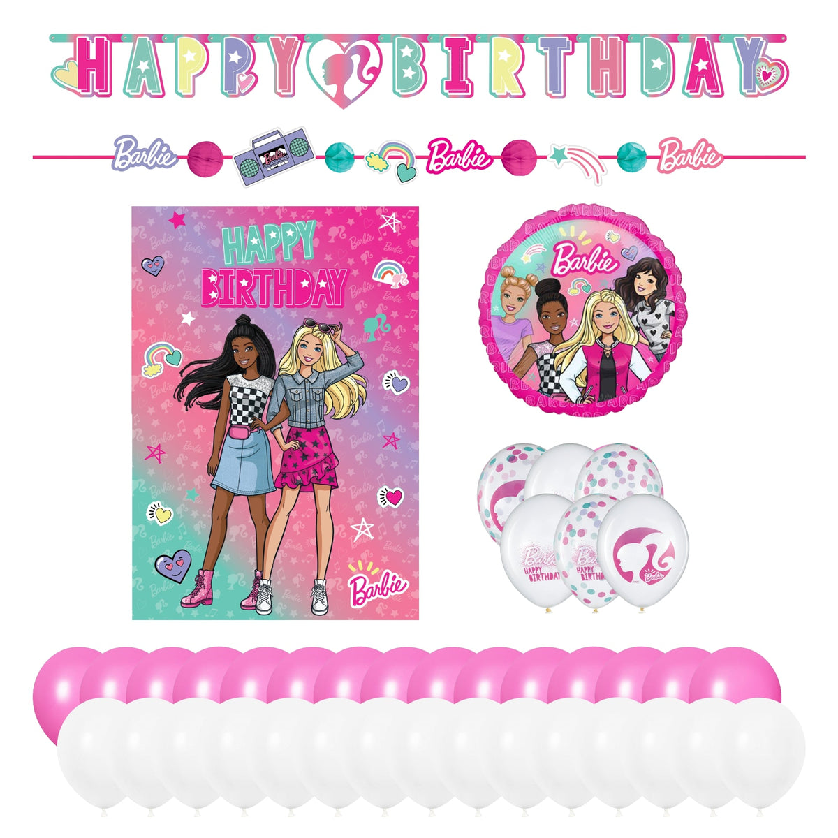 PARTY EXPERT Kids Birthday Barbie Dream Together Basic Decoration Birthday Party Supplies Kit, 8 Guests