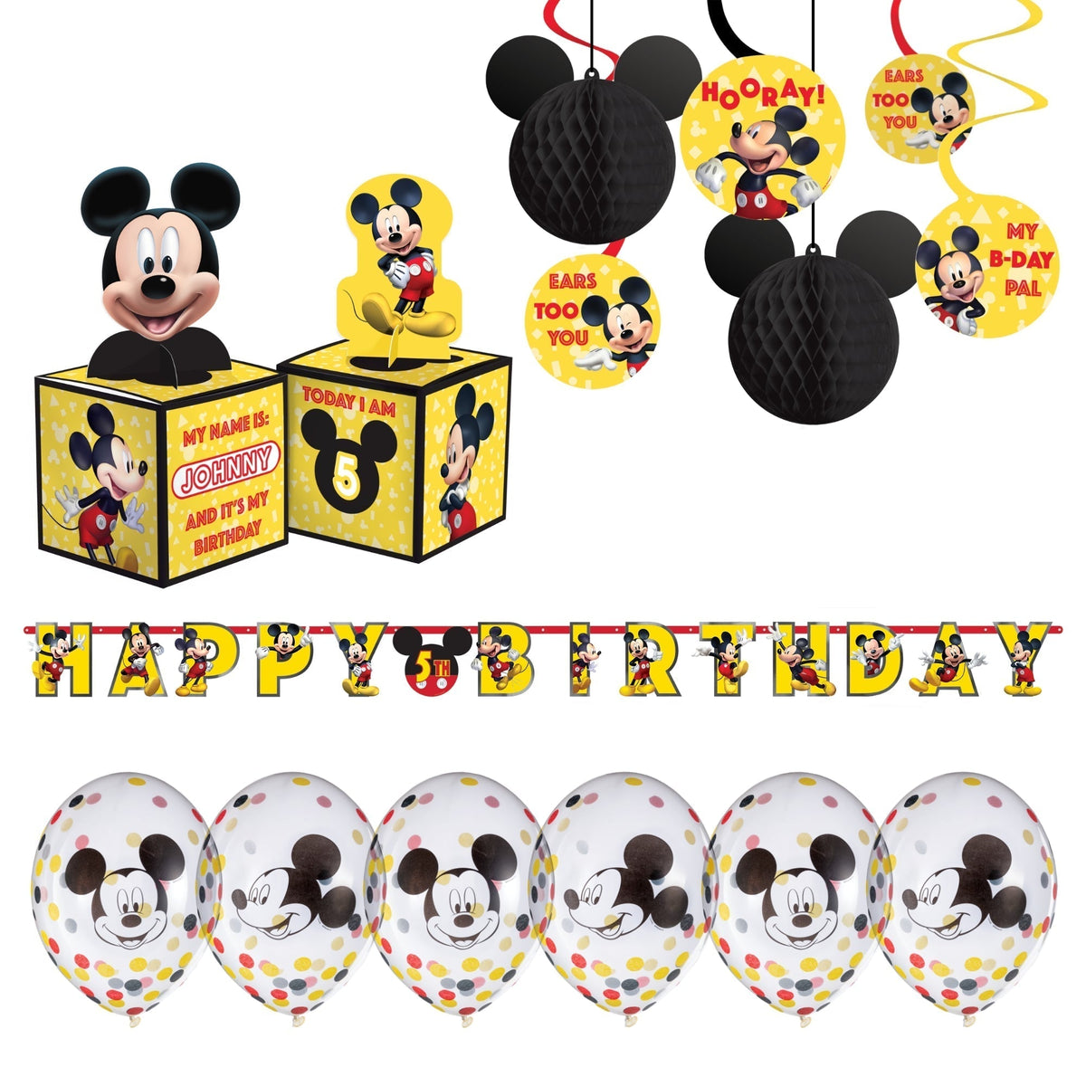 PARTY EXPERT Kids Birthday Disney Mickey Mouse Basic Decoration Party Supplies Kit, 8 Guests