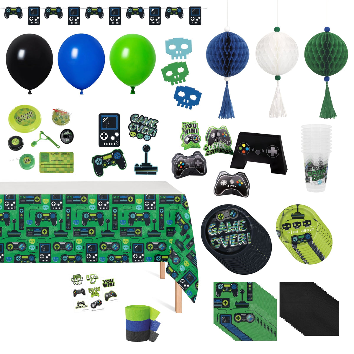 PARTY EXPERT Kids Birthday Gamer Standard Birthday Party Supplies Kit, 8 Guests