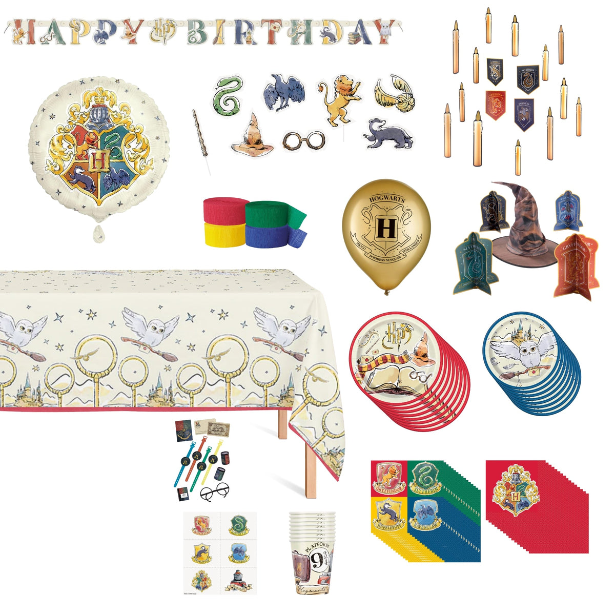 PARTY EXPERT Kids Birthday Harry Potter Ultimate Birthday Party Supplies Kit, 8 Guests